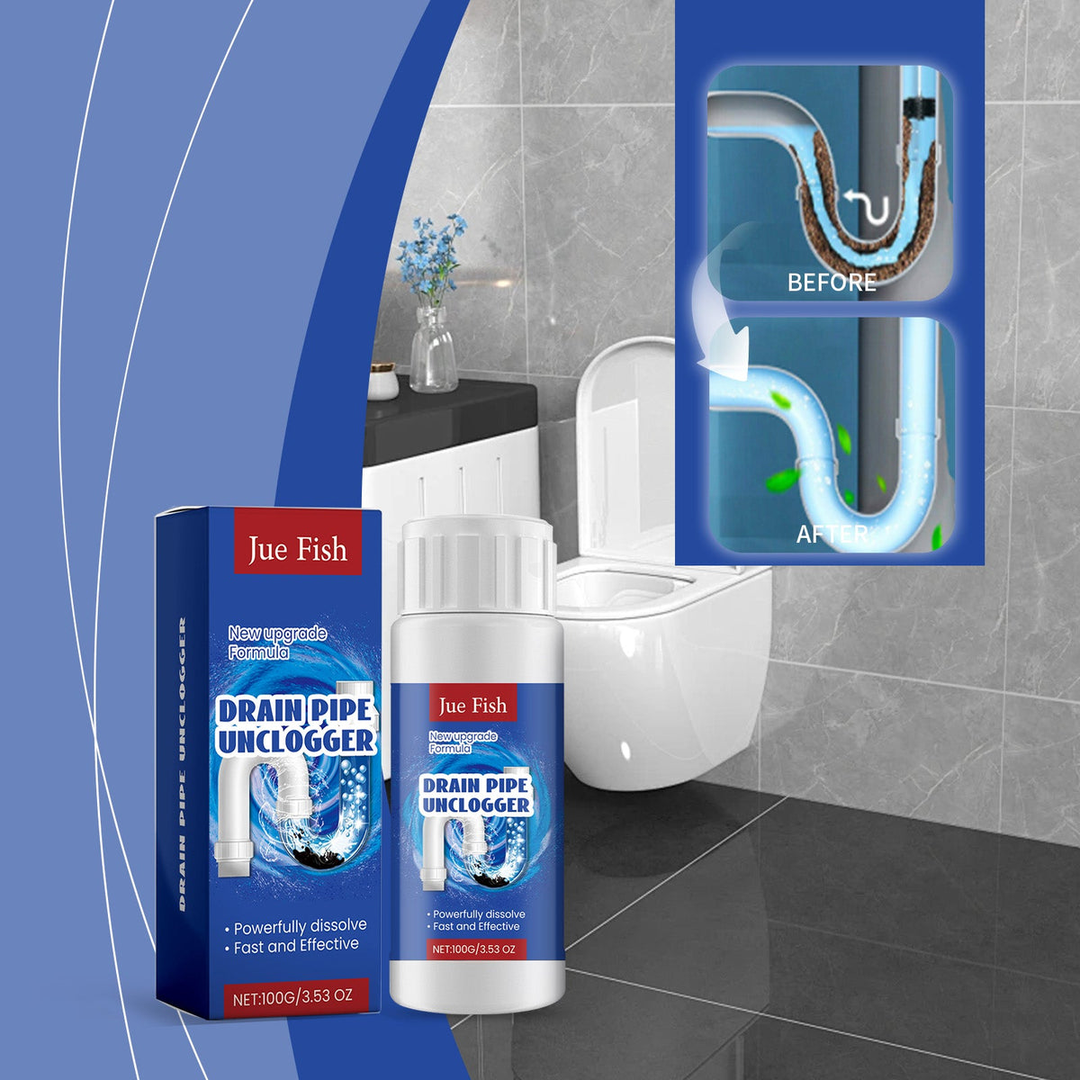 Drain Cleaner Bathroom Kitchen Pipe Drain Powerful Dredge Clean Clean Dirt