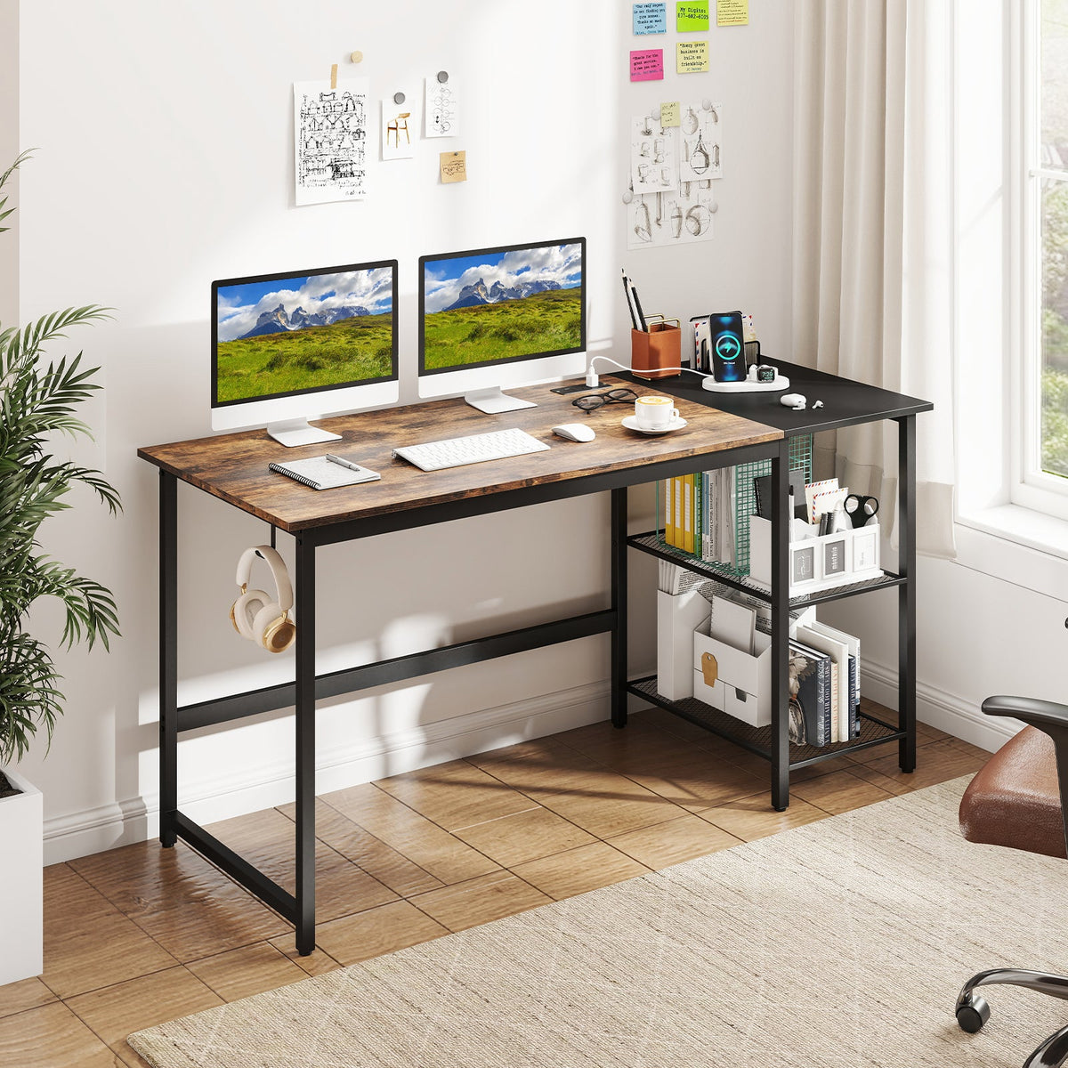 59 Inch Home Office Computer Desk with Removable Storage Shelves