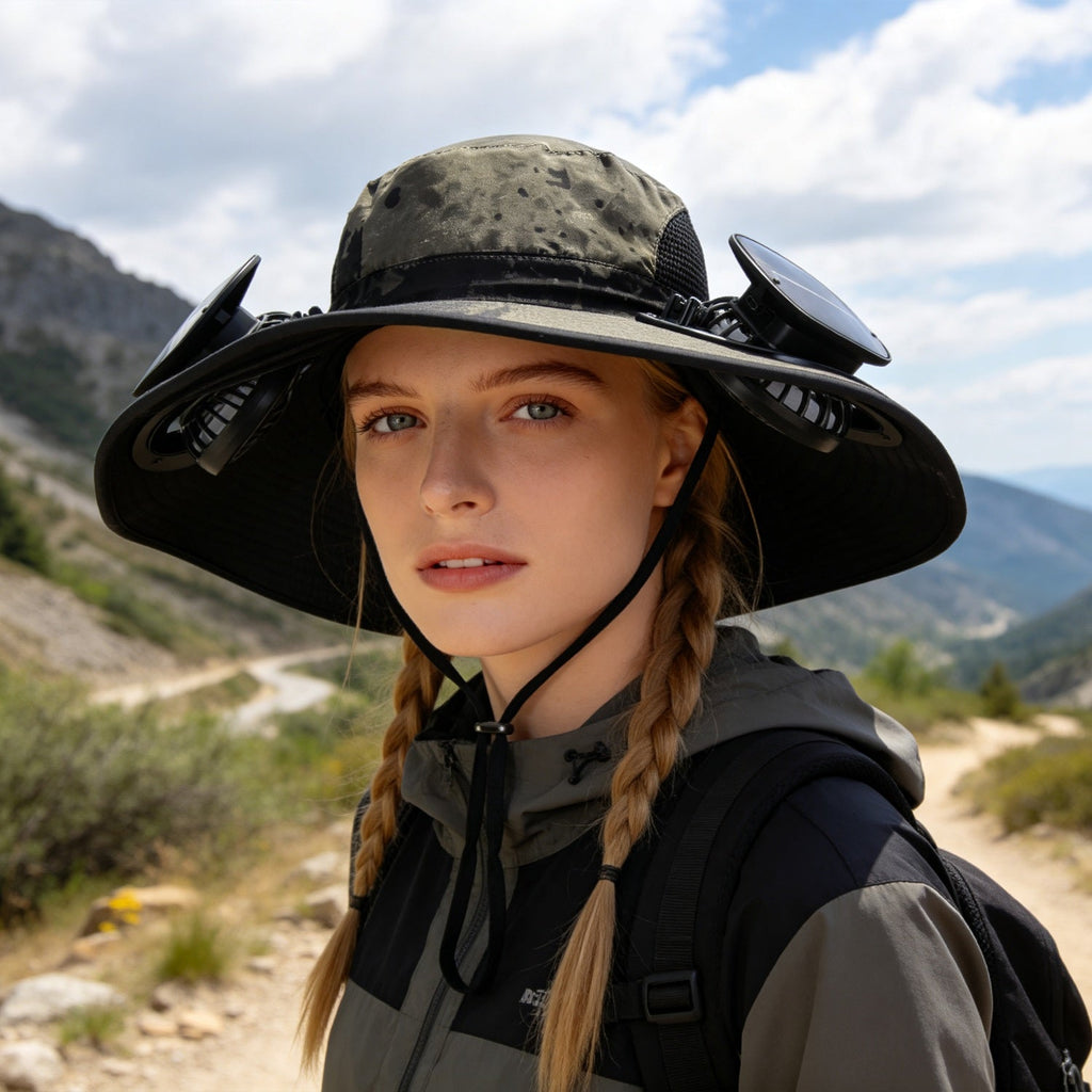 Solar Fan Hat with UPF50+ Sun Protection & Neck Flap