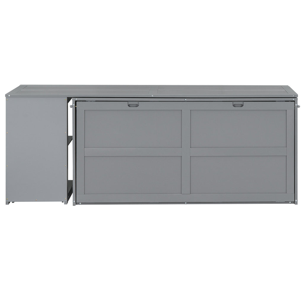 Queen Size Murphy Bed with Rotable Desk  Gray