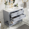 36" Bathroom Vanity Cabinet with Sink Combo Set, Undermount Resin Sink, Free Standing Vanity Set with 4 Drawers Blue