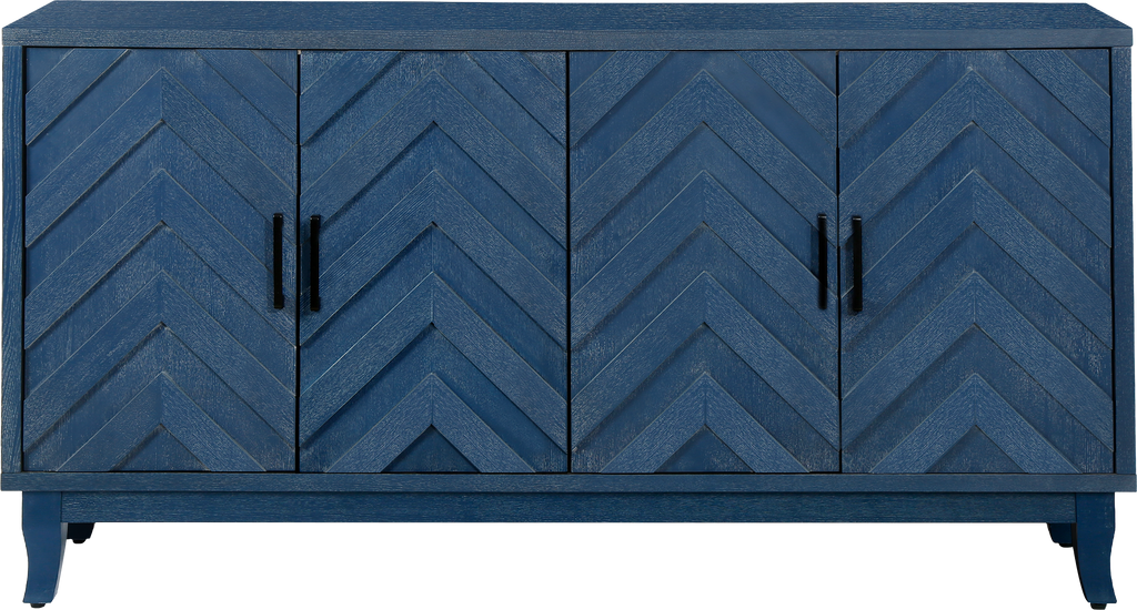 Stronger Vintage Style Buffet Cabinet Lacquered Accent Storage 4 Door Wooden