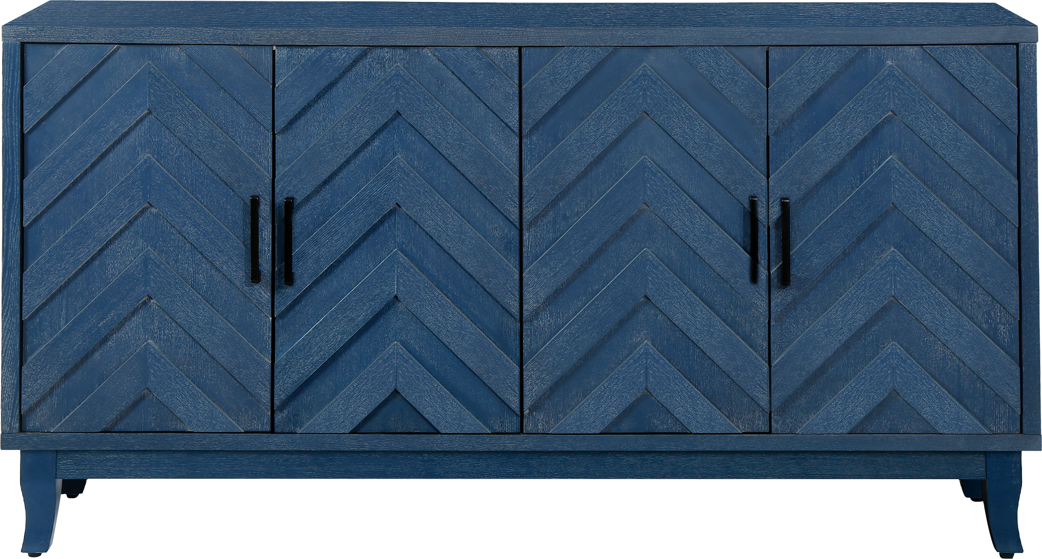 Stronger Vintage Style Buffet Cabinet Lacquered Accent Storage 4 Door Wooden