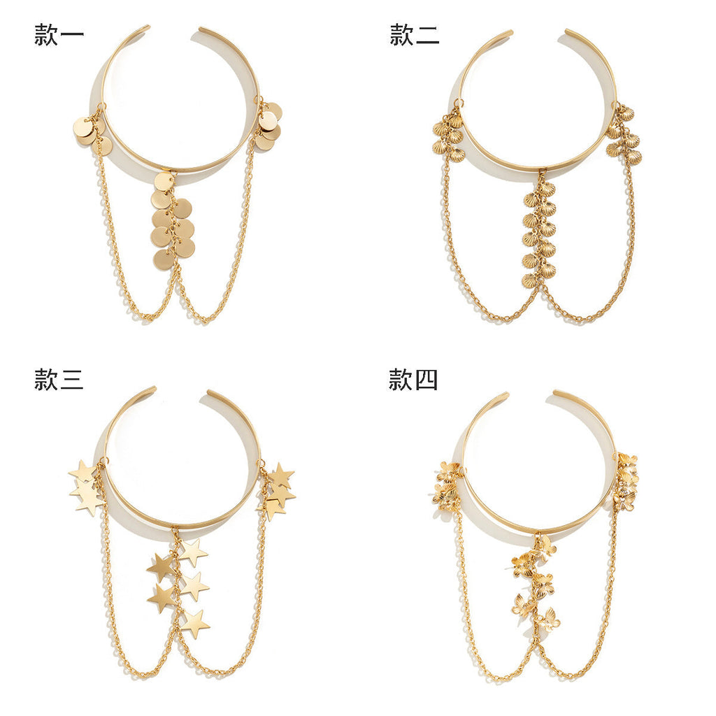 Ethnic style, personalized metal iron chain, arm chain, niche, simple, open-ended arm bracelet, arm ring, female