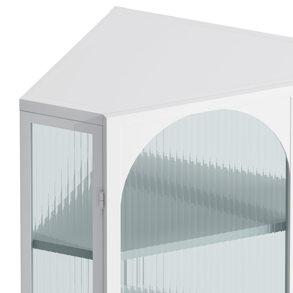 Glass Door Wall Mounted Corner Cabinet with Featuring Four-tier Storage  White