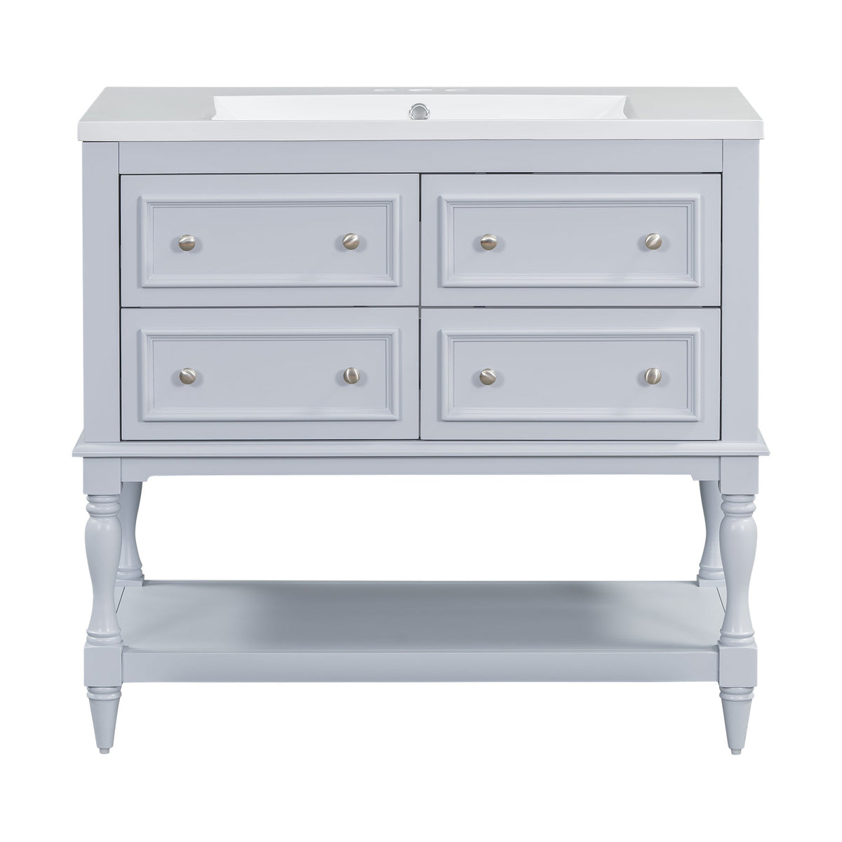 36" Bathroom Vanity Cabinet with Sink Combo Set, Undermount Resin Sink, Free Standing Vanity Set with 4 Drawers Blue