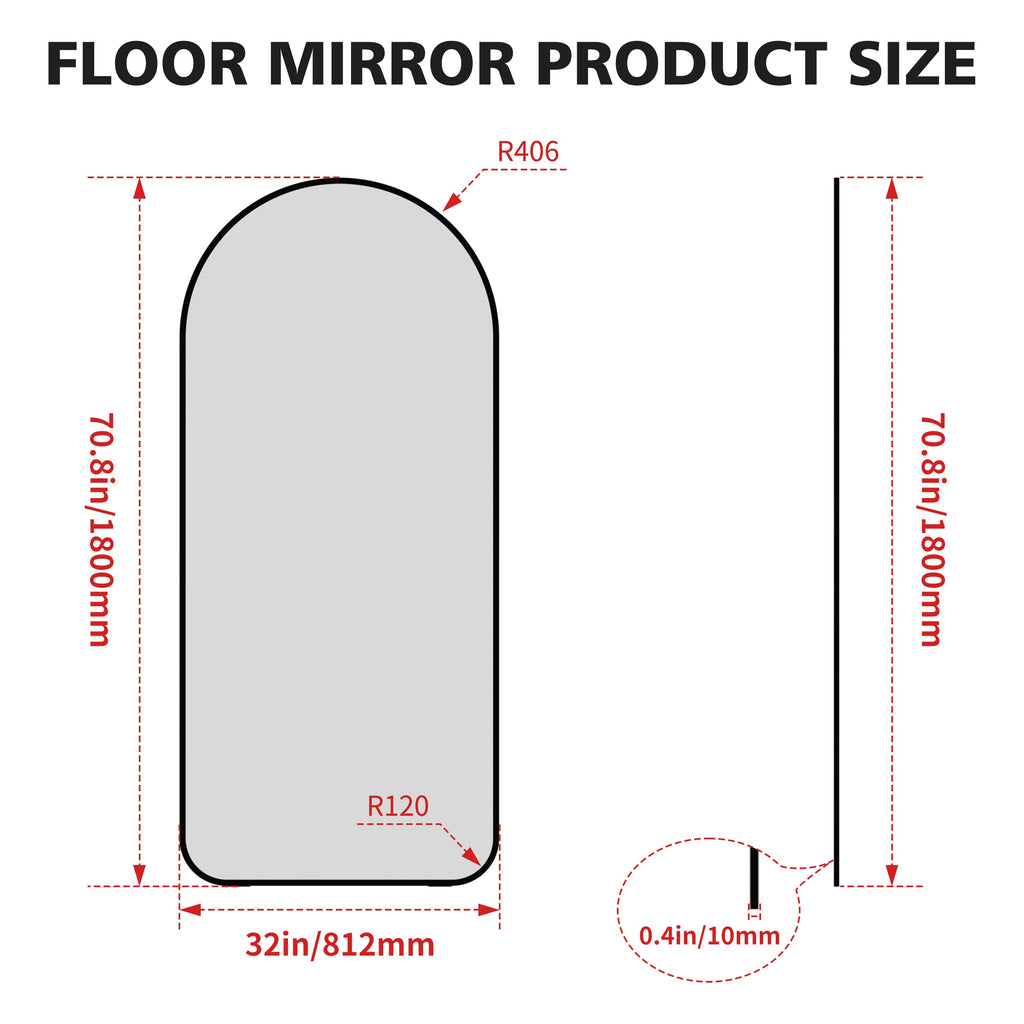 71"×32" Big Full Body Mirror for Bedroom Oversized Floor Mirror Large Standing Mirror Living Room Dressing Mirror Leaning Agains