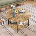 31.5 "Round Coffee Table Stand Wooden Double Layer Coffee Table with Open Storage Space and Metal Table Legs