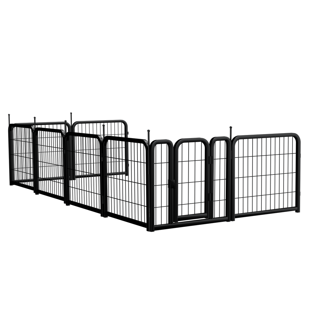Outdoor dog fence, 8-piece board dog fence. 31 inch portable pet sports fence. Black, 26.3 inches wide x 31.5 inches high.