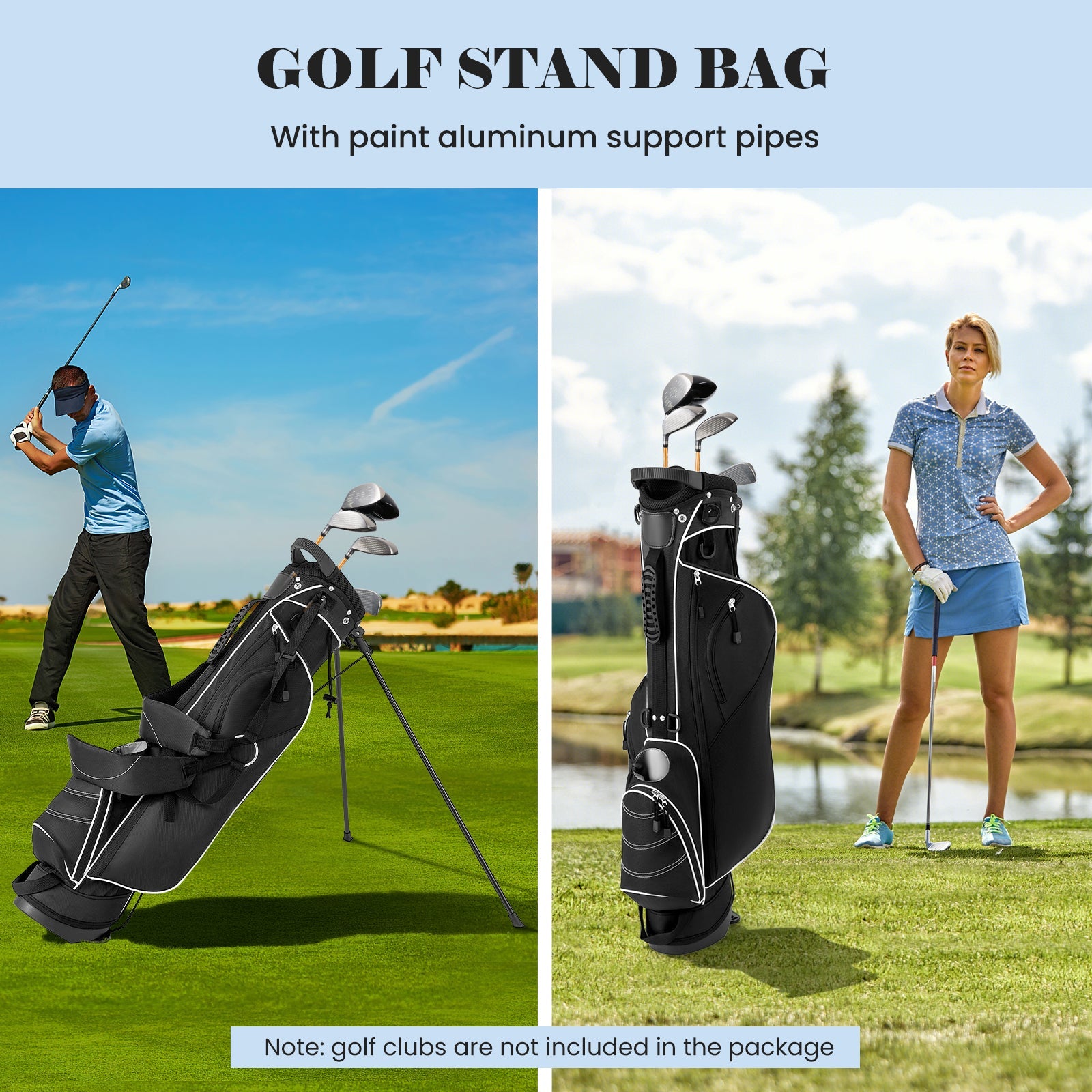 Golf Stand Cart Bag with 4 Way Divider Carry Organizer Pockets