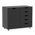 5-Drawer Dresser Chest Mobile Storage Cabinet with Door-White