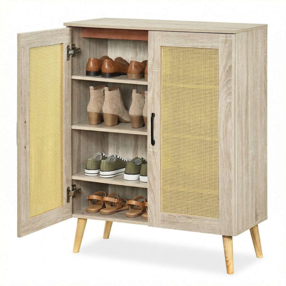 5-Tier Rattan Shoe Cabinewith 3 Removable Shelves