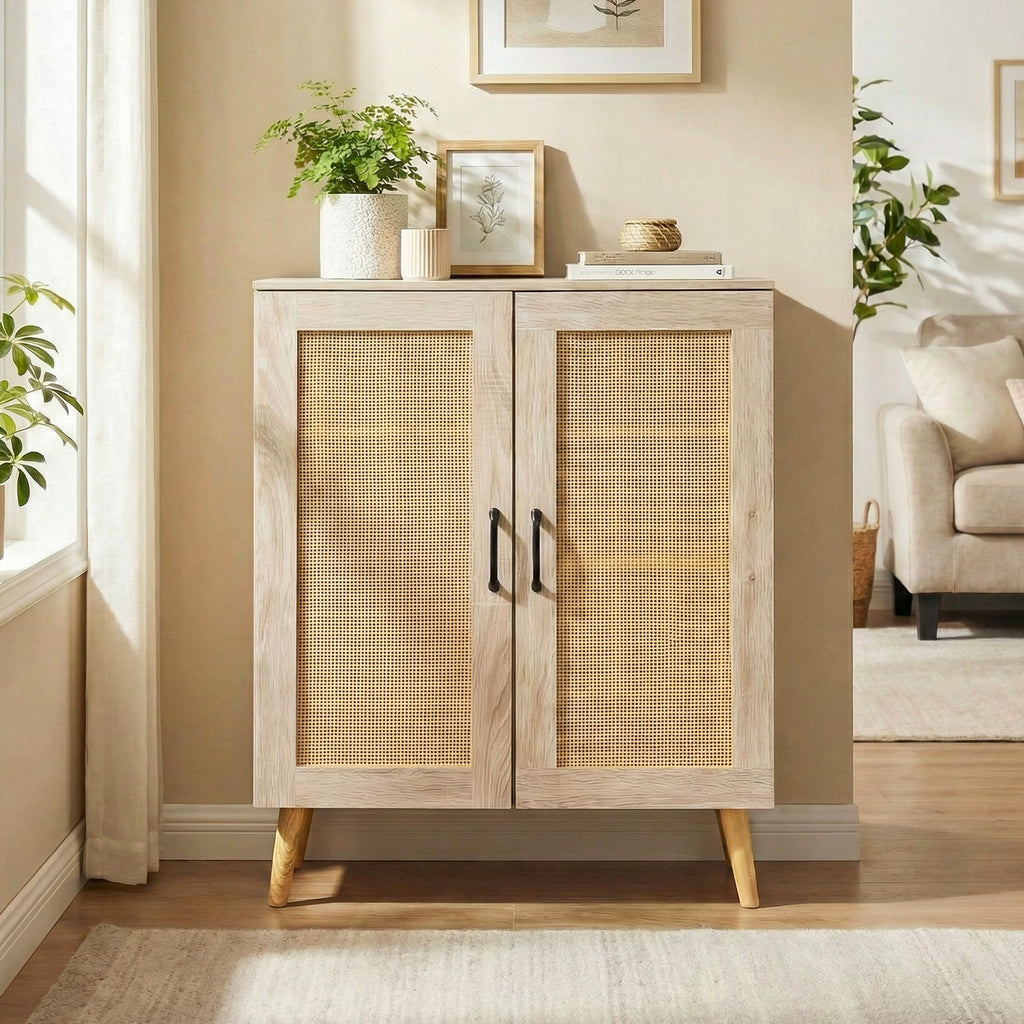 5-Tier Rattan Shoe Cabinewith 3 Removable Shelves