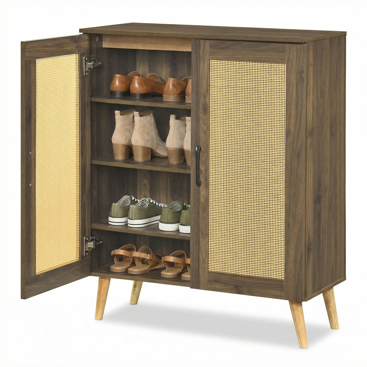 5-Tier Rattan Shoe Cabinewith 3 Removable Shelves
