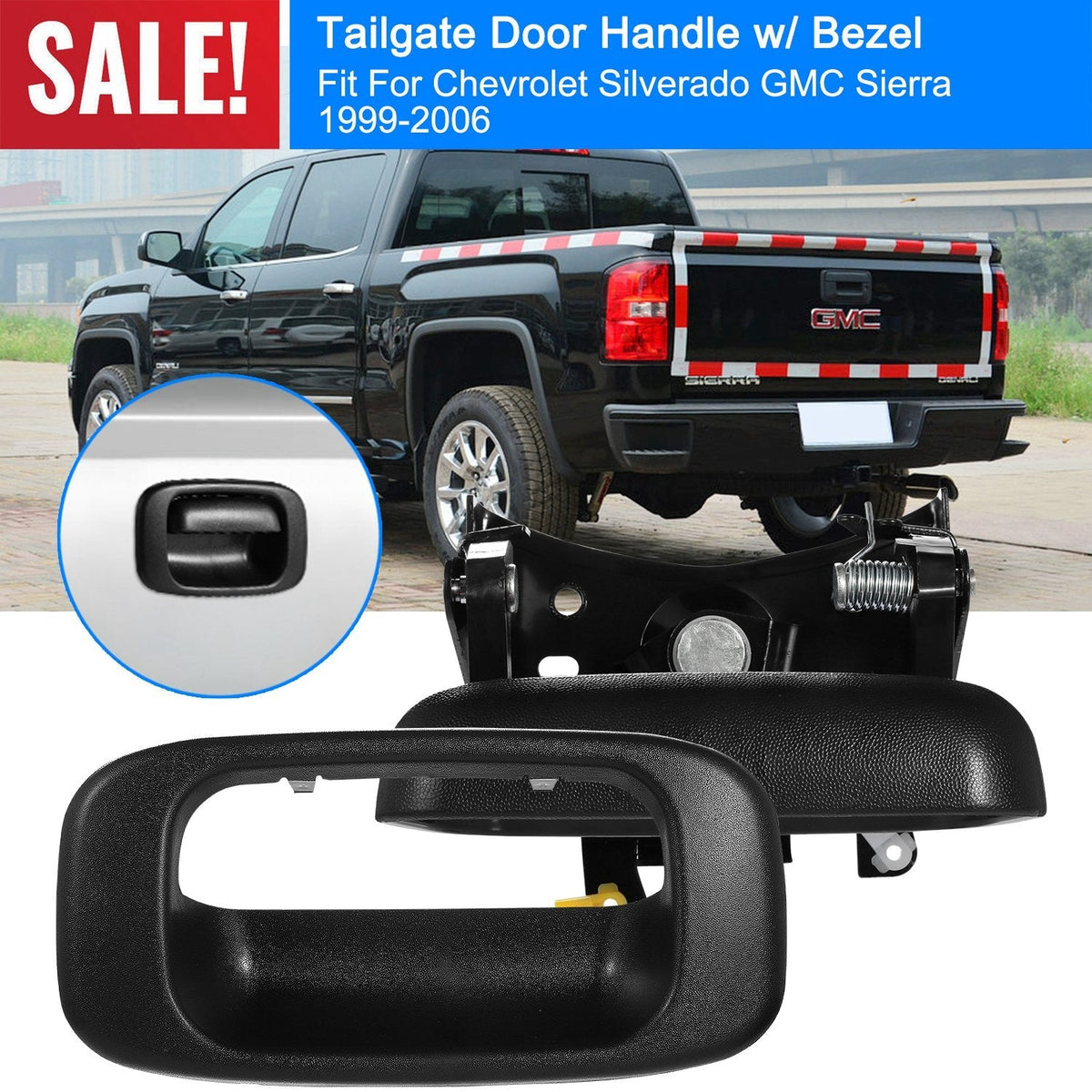Tailgate Door Handle Bezel for 1999-2006 Chevy Silverado GMC Sierra Exterior Tail Gate Door Handle Replacement