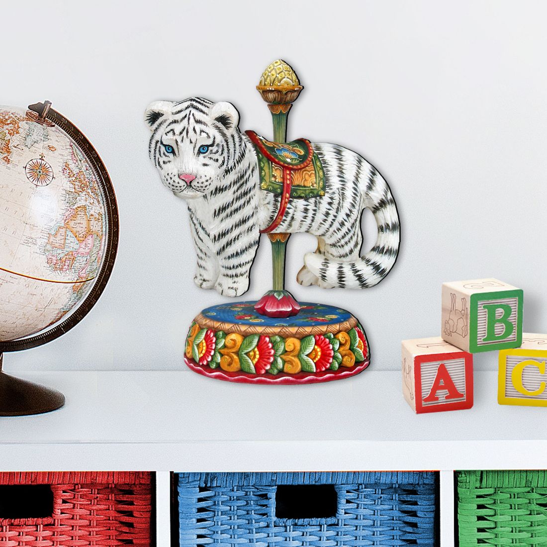Carousel Tiger Holiday Outdoor Decor Large Ornament by G. DeBrekht - Carousel Holiday Decor - 8114046M
