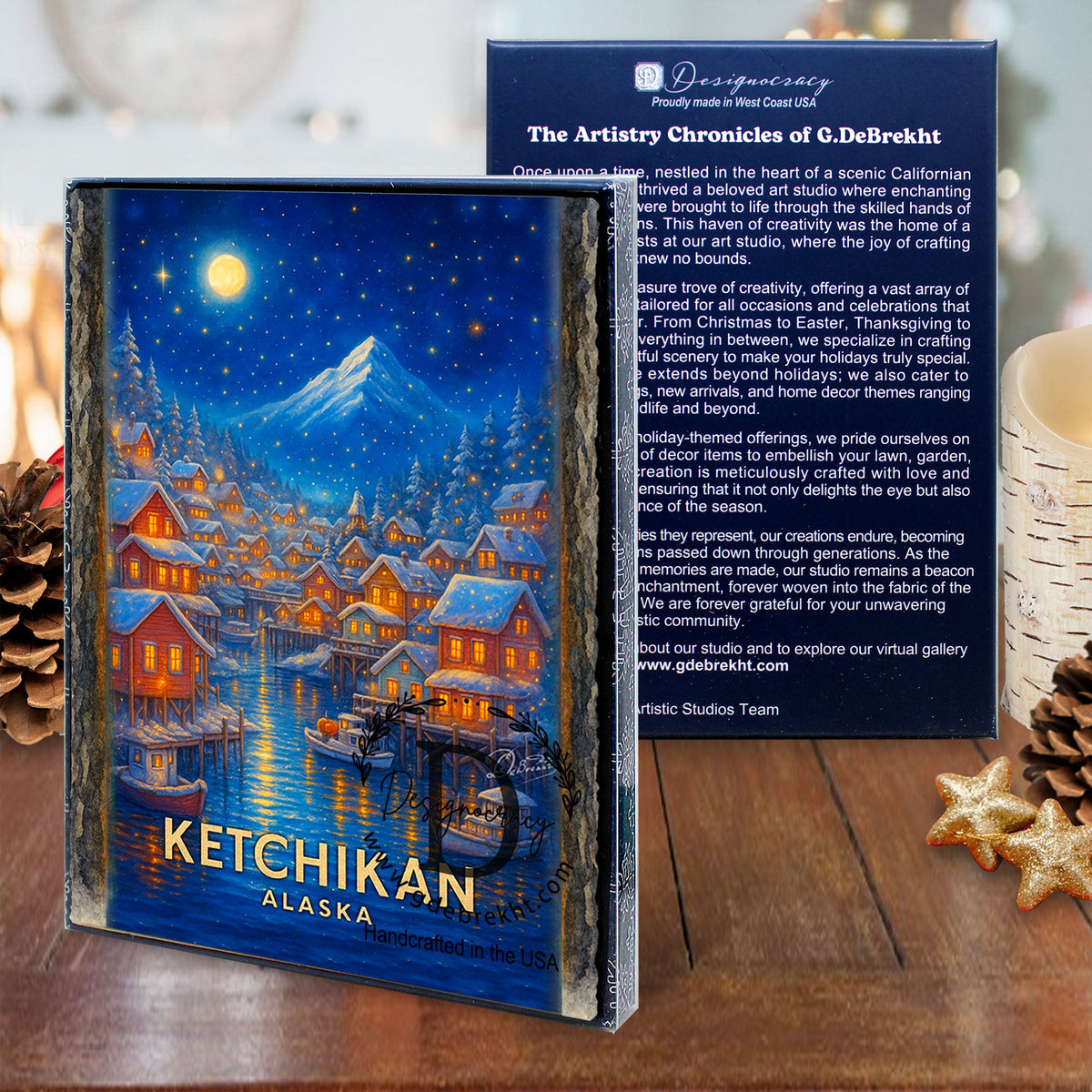 Ketchikan Harbor Lights Greeting Card by G. Debrekht - 97117GC
