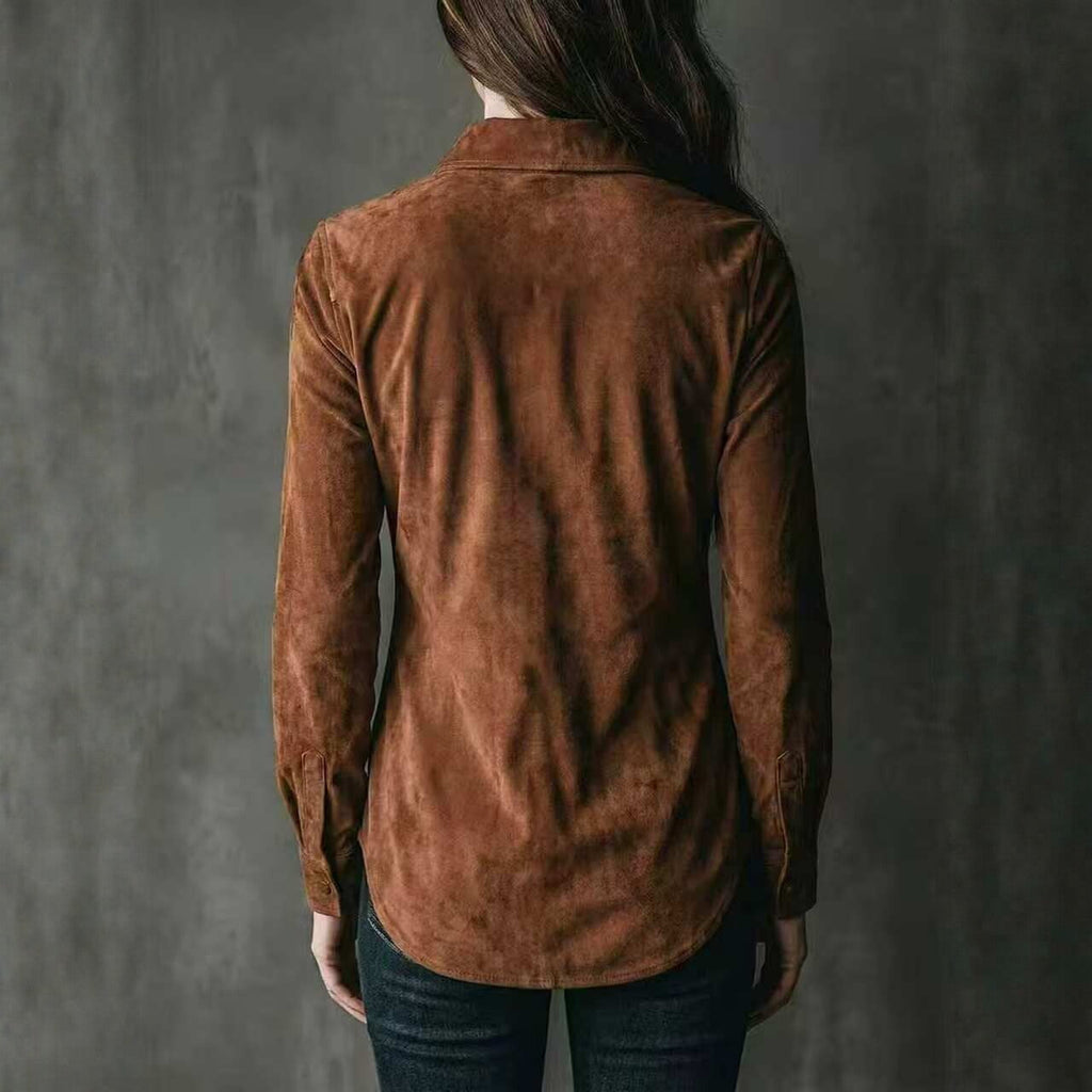 Vintage Suede Women's Long-sleeve Top