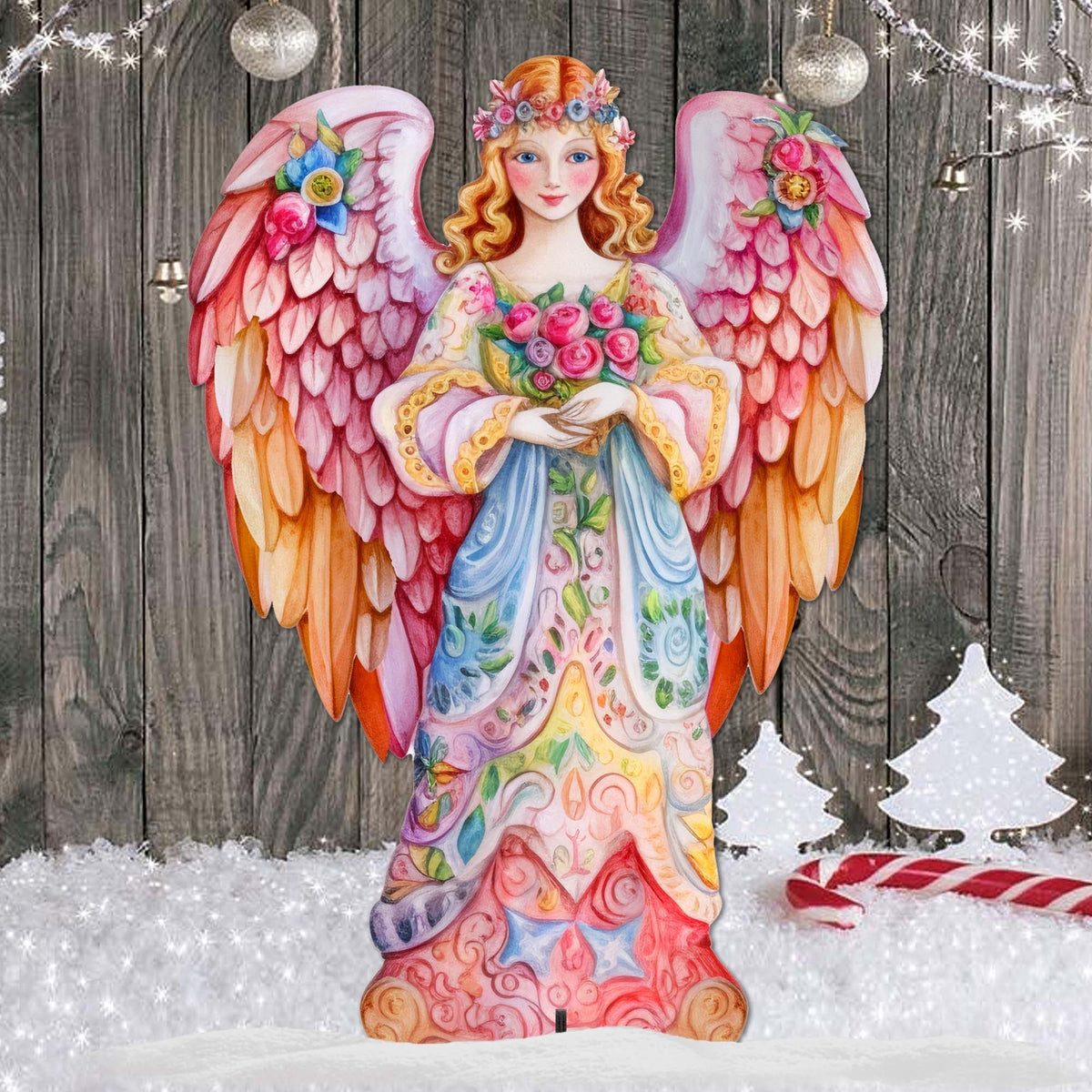 Pink Floral Angel Outdoor Decor by G. Debrekht - Nativity Holiday Decor - 8611023F