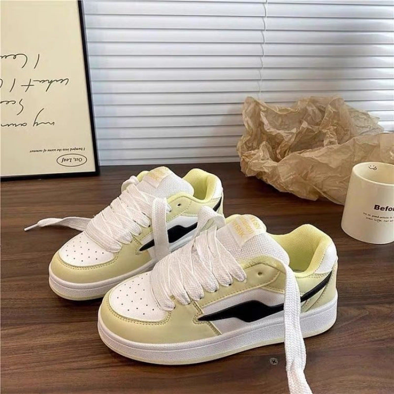 Dopamine Color Matching Classic Preppy Style Raise The Bottom Four Seasons Women's Board Shoes