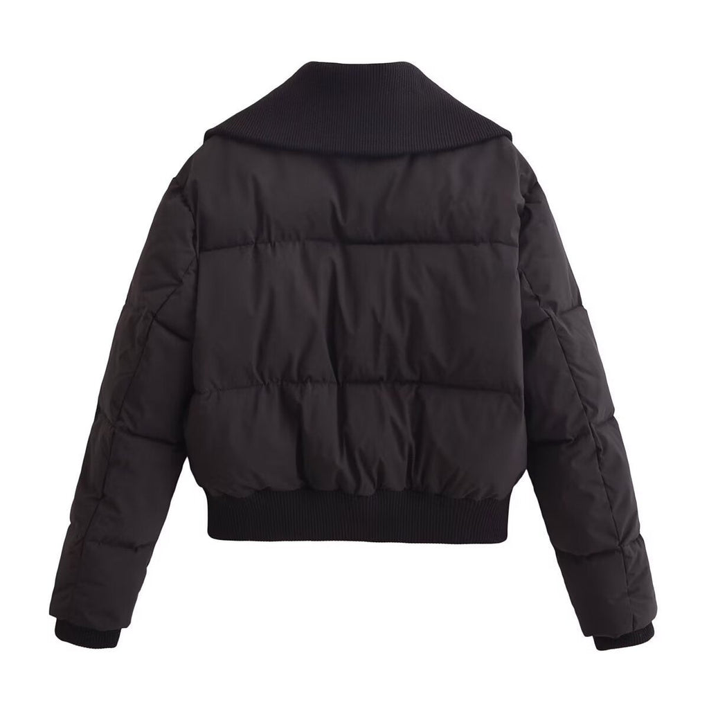 Street-style Ribbed Cotton-padded Jacket