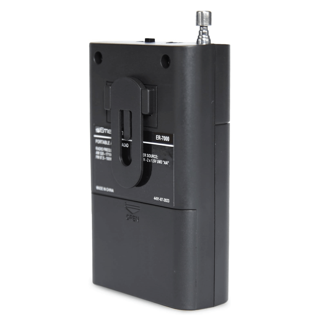 Emerson Portable AMFM Radio with Built-In Speaker and Easy Removable Belt Clip