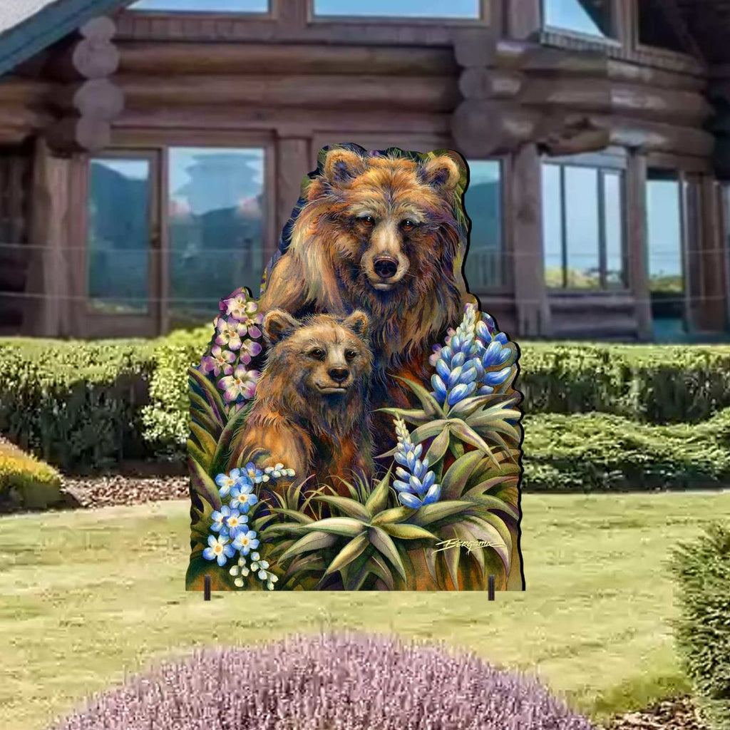 Grin & Bear it Grizzly Mother & Cub Wildlife Outdoor Decor by J. Bergsma - Wildlife Holiday Decor - 8591947F-JB