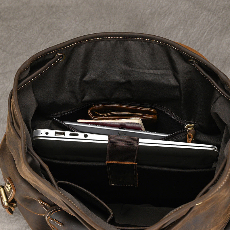 Crazy Horse Leather Outdoor Backpack