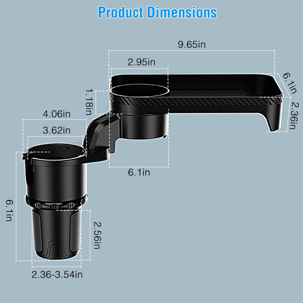 Car Cup Holder TrayÊ360¡ Rotating Car Bottle Holder Expander Adapter Multifunctional Water Cup Mount Stand with Detachable Tray