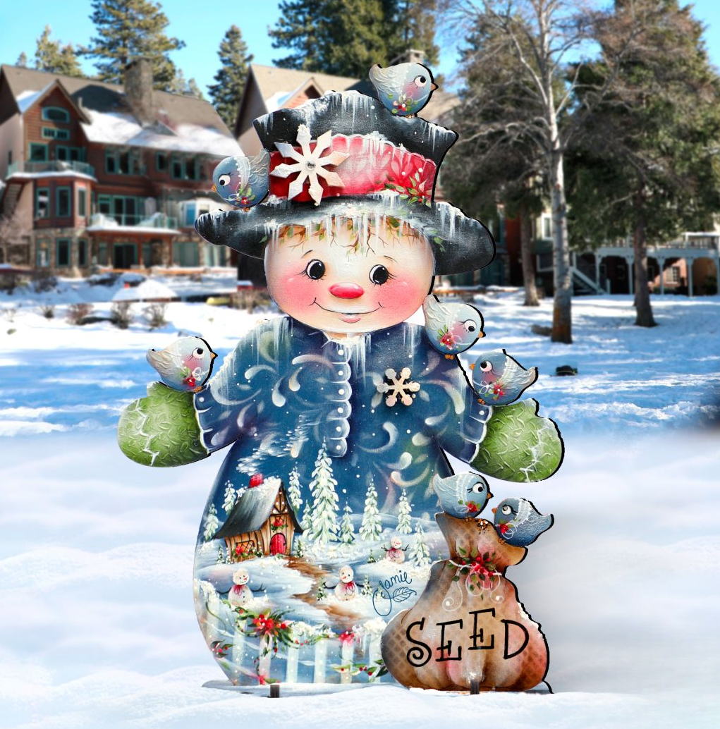 Blue Seed Freezing Christmas Outdoor Yard Sign by Jamie Mills-Price Christmas Santa Snowman Decor - 8457511F