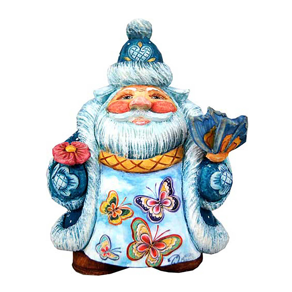 Santa with Butterflies Handcrafted Christmas Figurine - G. DeBrekht - Christmas Santa Snowman Decor - 533411