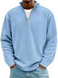 Autumn And Winter New Men's Casual Stand-Up Collar Zipper Corduroy Long-Sleeved Men's Polo Shirt Sweatshirt