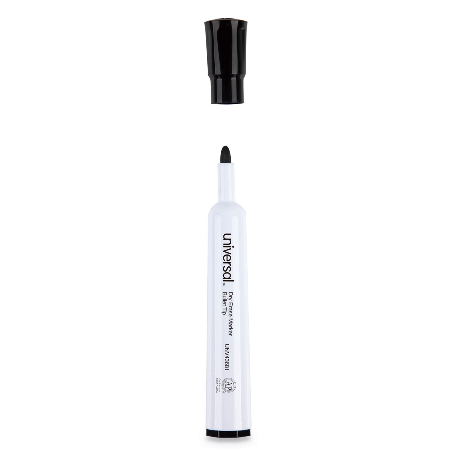Universal Dry Erase Marker, Medium Bullet Tip, Black, Dozen