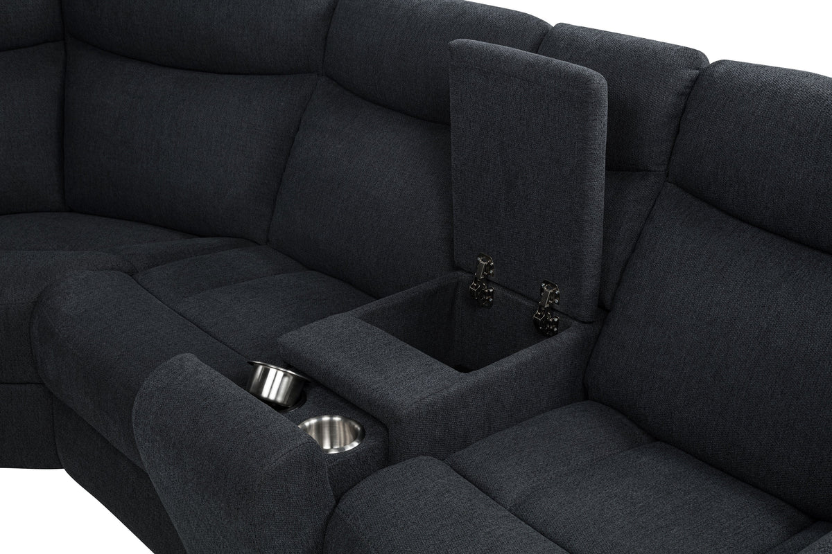 Hagen Upholstered Power Reclining Sectional Sofa Steel Grey