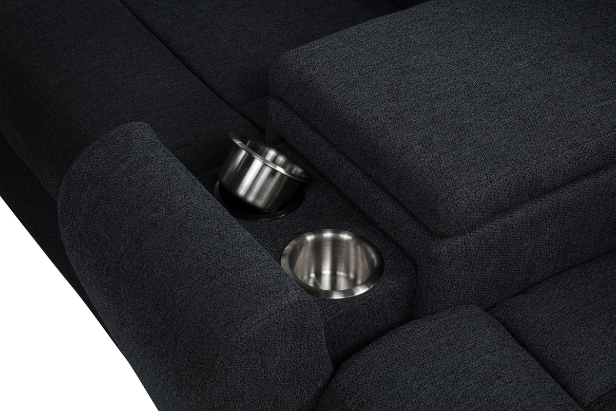 Hagen Upholstered Power Reclining Sectional Sofa Steel Grey