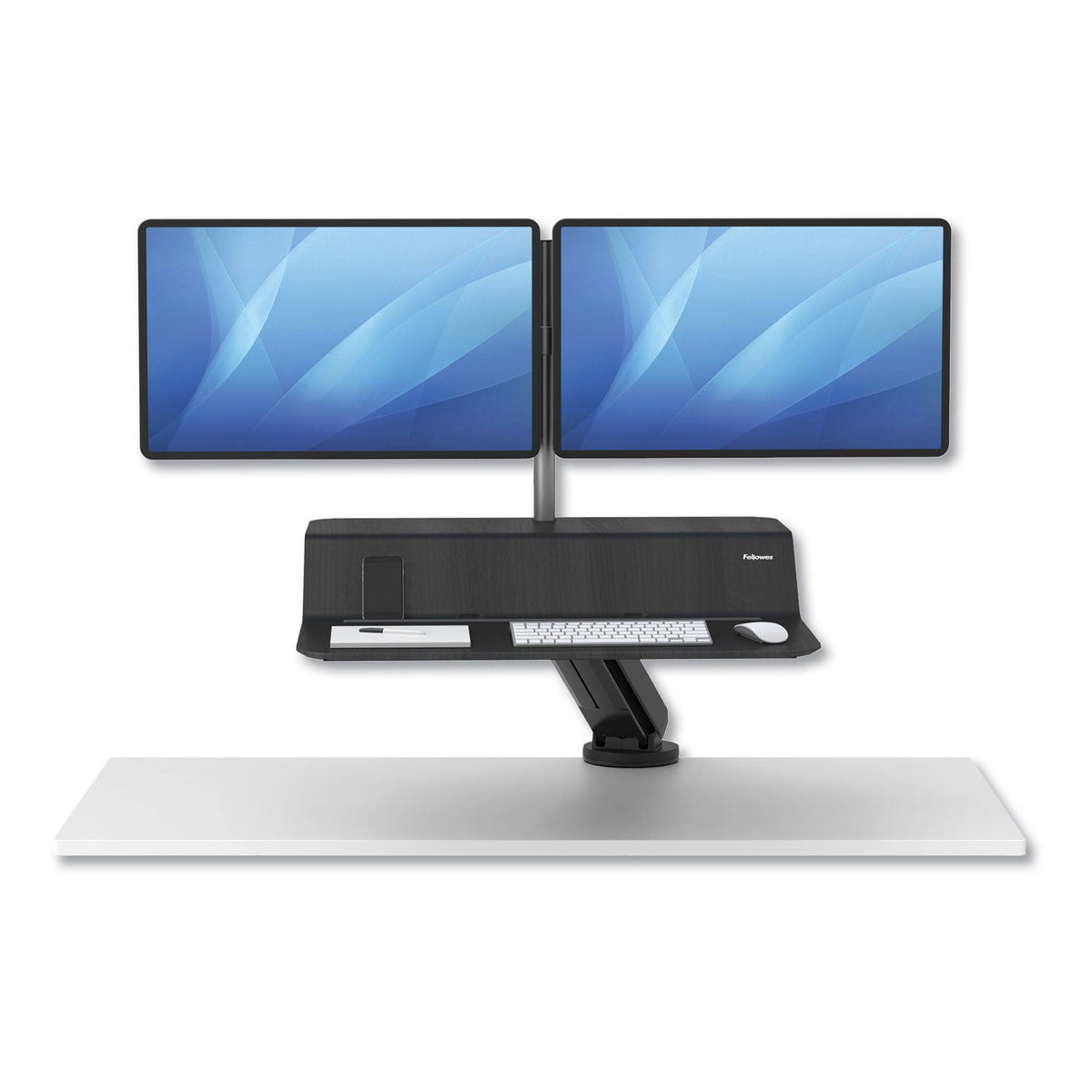 Fellowes Lotus RT Sit-Stand Workstation, 35.5" x 23.75" x 42.2" to 49.2", Black