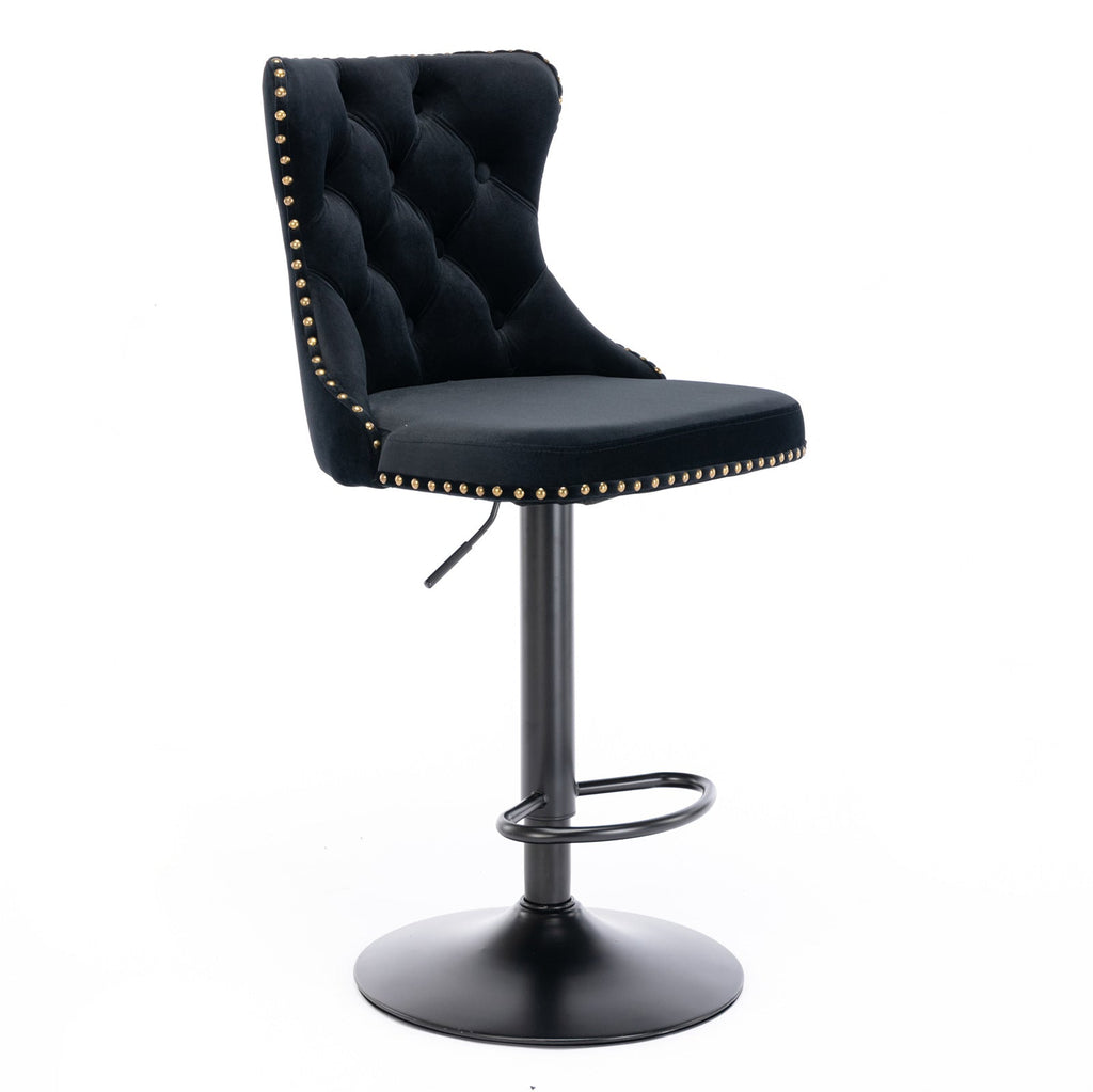 Black,Set of 225-33 Inch,17.7 inch base, Modern Upholstered Bar Stools with Backs Comfortable Tufted for Home Pub and Kitchen