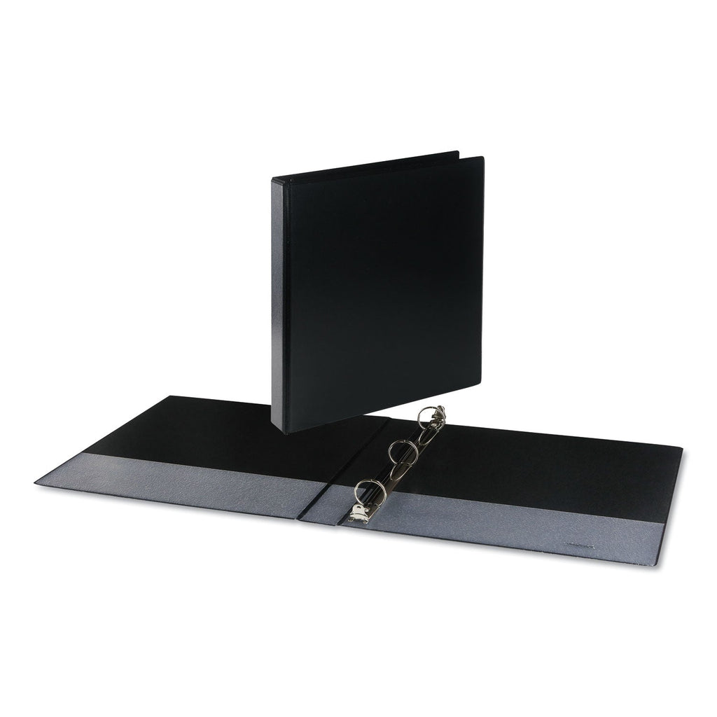 Universal Deluxe Round Ring View Binder, 3 Rings, 1" Capacity, 11 x 8.5, Black