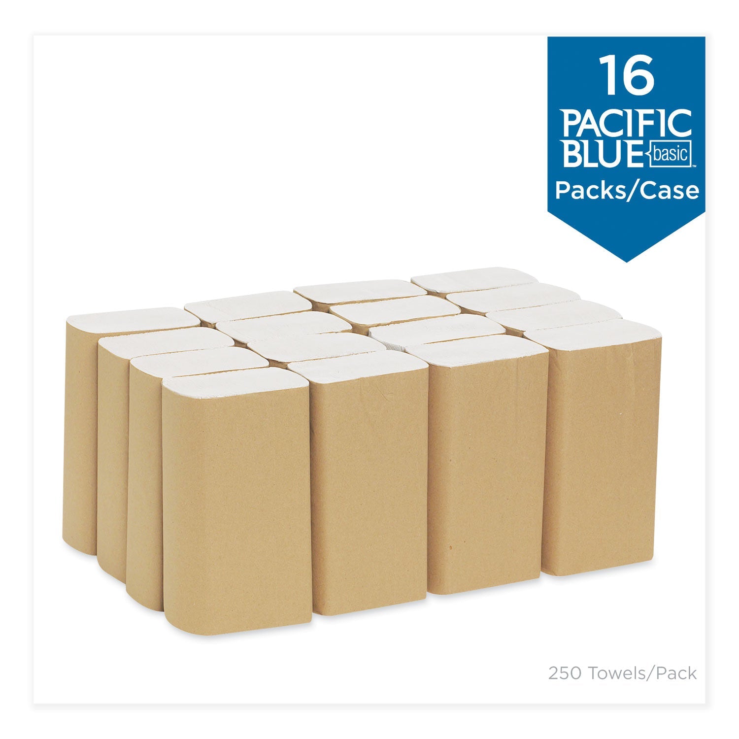 Georgia Pacific Pacific Blue Basic Folded Paper Towel, 9.2 x 9.4, White, 250/Pack, 16 Packs/Carton