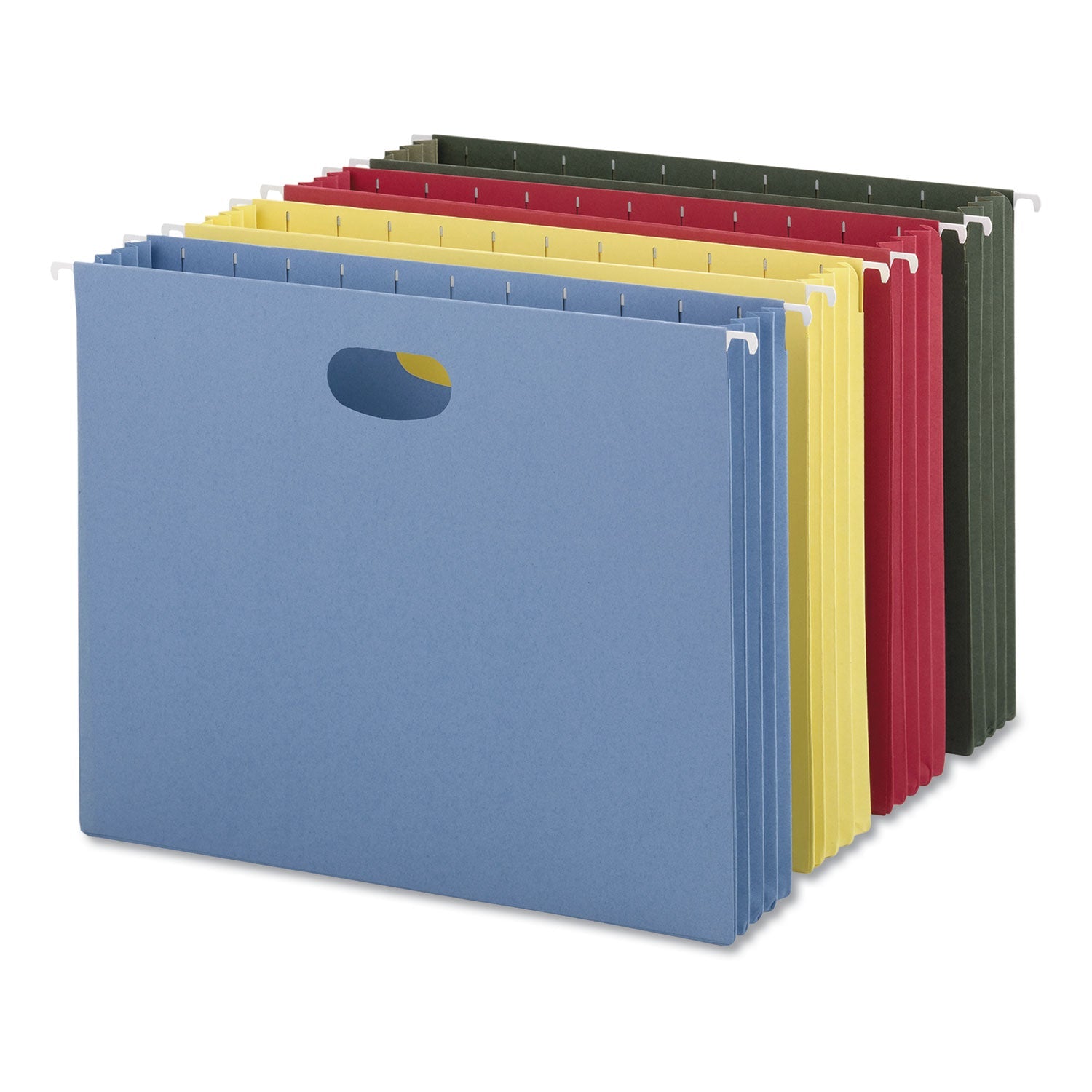 Smead Hanging Pockets with Full-Height Gusset, 1 Section, 1.75" Capacity, Legal Size, Standard Green, 25/Box