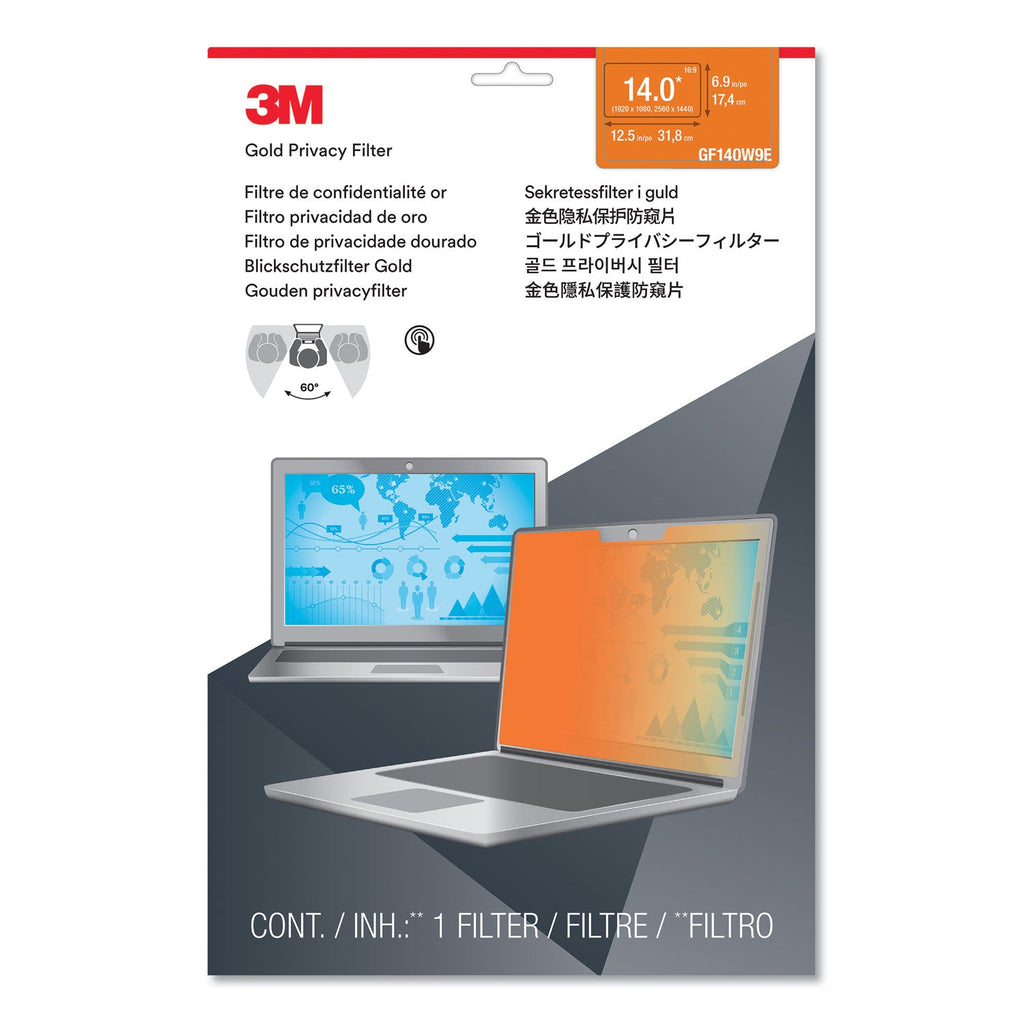 3M Touch Compatible Gold Privacy Filter for 14" Widescreen Laptop, 16:9 Aspect Ratio