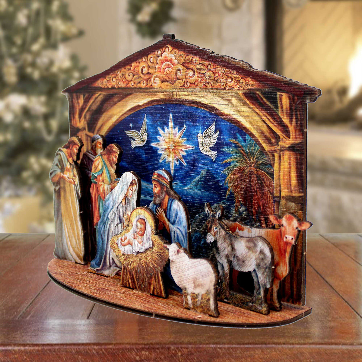 The Birth of Jesus Nativity Scene Decorative Village Eco Wood Set by G. Debrekht Nativity Holiday Decor - 852761