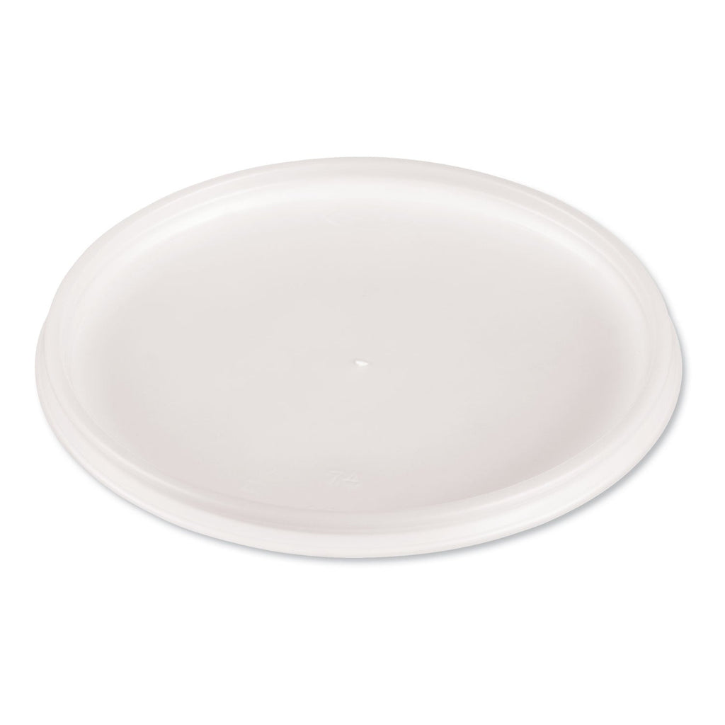 Dart Plastic Lids for Foam Cups, Bowls and Containers, Flat, Vented, Fits 12-60 oz, Translucent, 100/Pack, 5 Packs/Carton