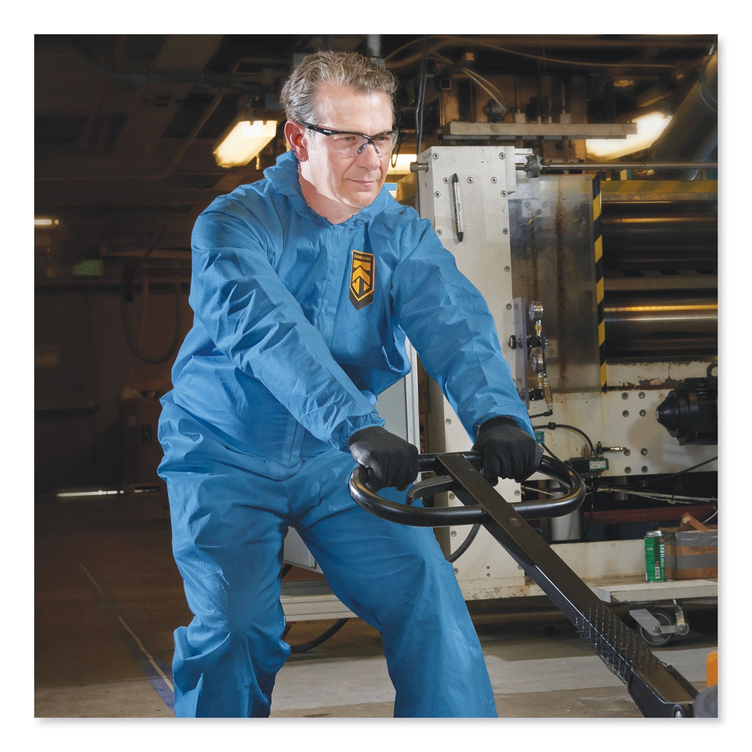 KleenGuard A60 Elastic-Cuff, Ankles and Back Hooded Coveralls, 3X Large, Blue, 20/Carton