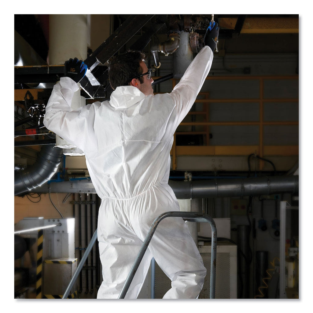 KleenGuard A20 Elastic Back and Ankle Hood and Boot Coveralls, 2X-Large, White, 24/Carton