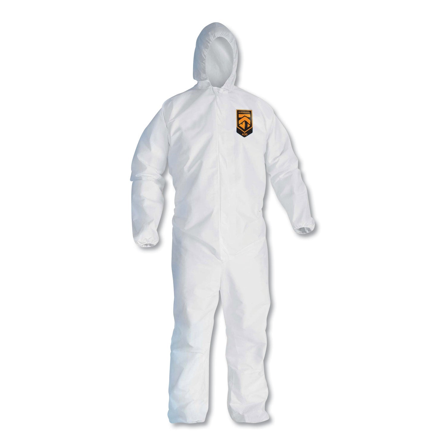 KleenGuard A30 Elastic Back and Cuff Hooded Coveralls, Medium, White, 25/Carton