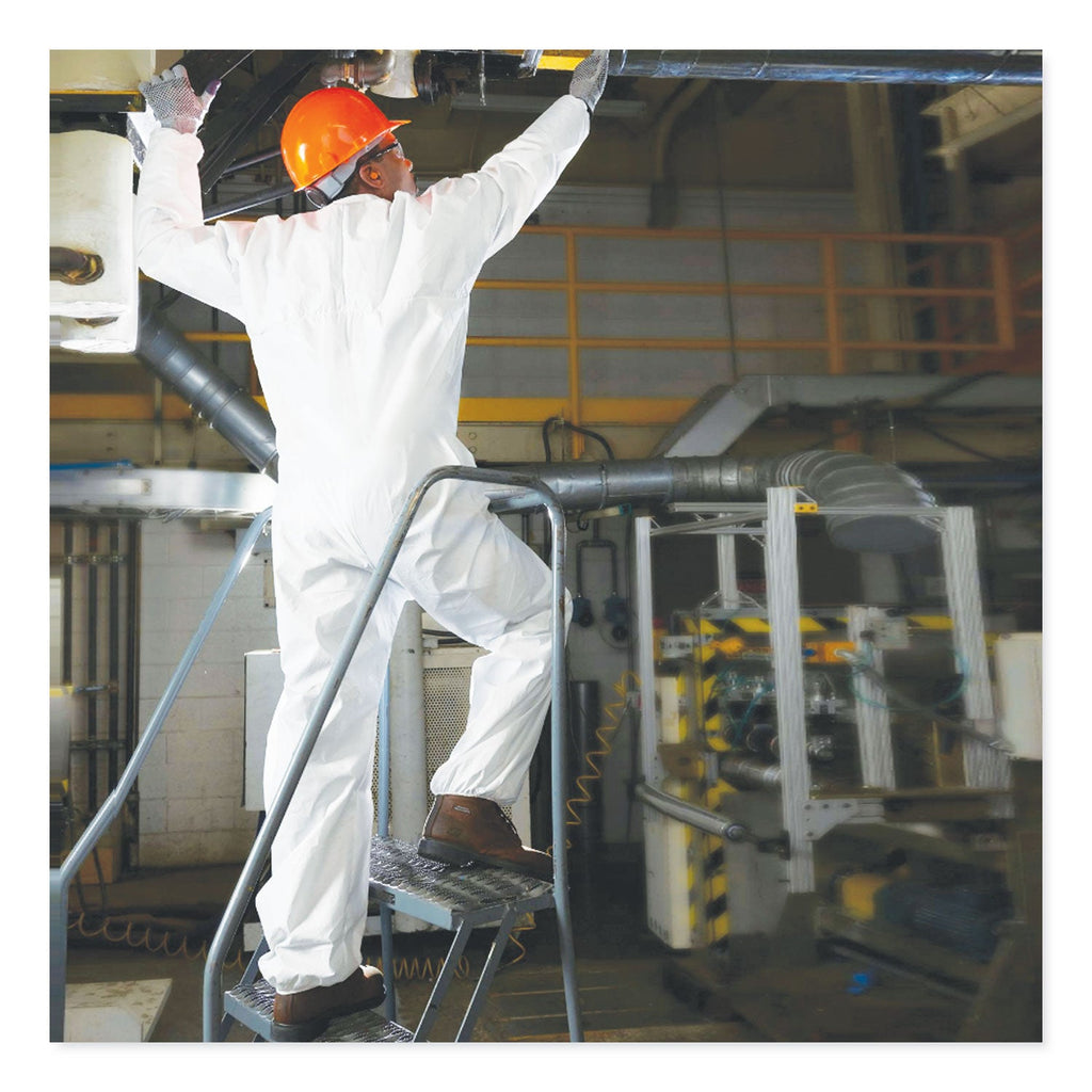 KleenGuard A20 Elastic Back Wrist/Ankle Coveralls, X-Large, White, 24/Carton