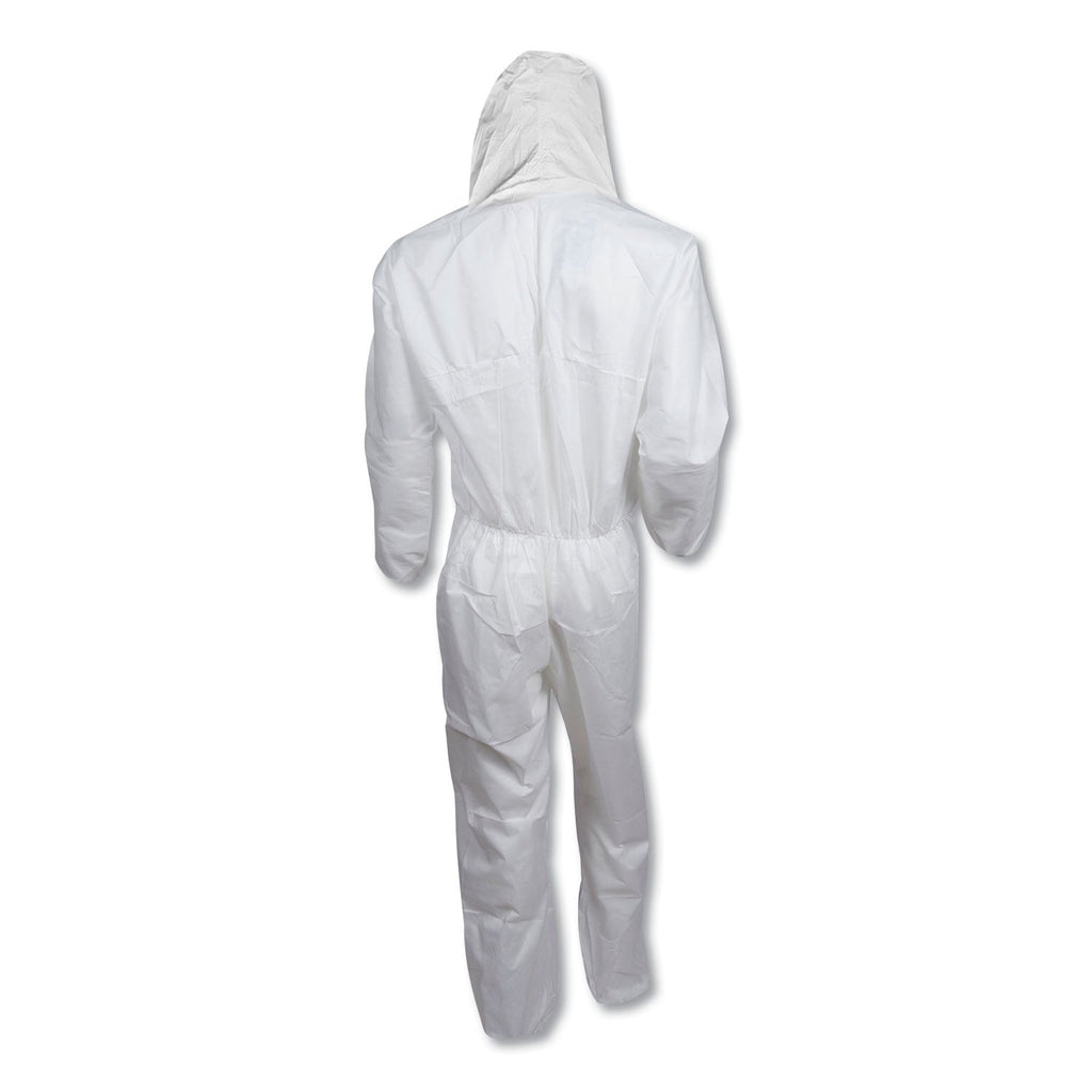 KleenGuard A20 Elastic Back, Cuff and Ankle Hooded Coveralls, Zip, X-Large, White, 24/Carton