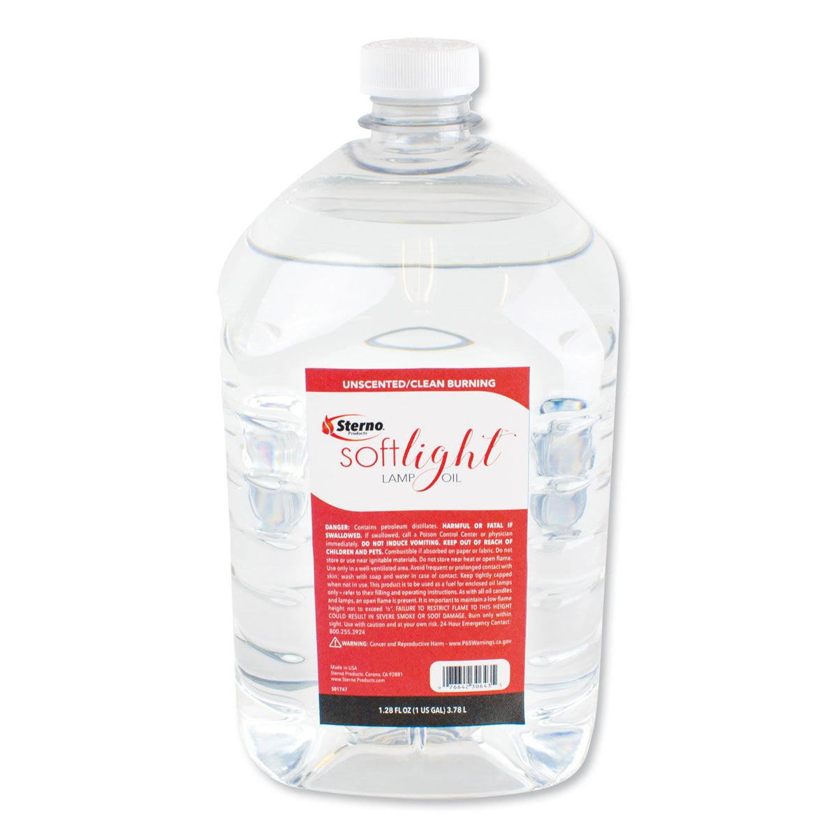 Sterno Soft Light Liquid Wax Lamp Oil, Clear, 1 gal Bottle, 4/Carton