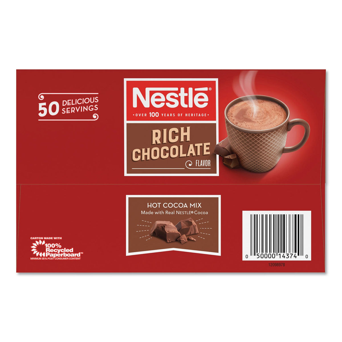 Nestlé Hot Cocoa Mix, Rich Chocolate, 0.71 oz Packets, 50/Box, 6 Box/Carton